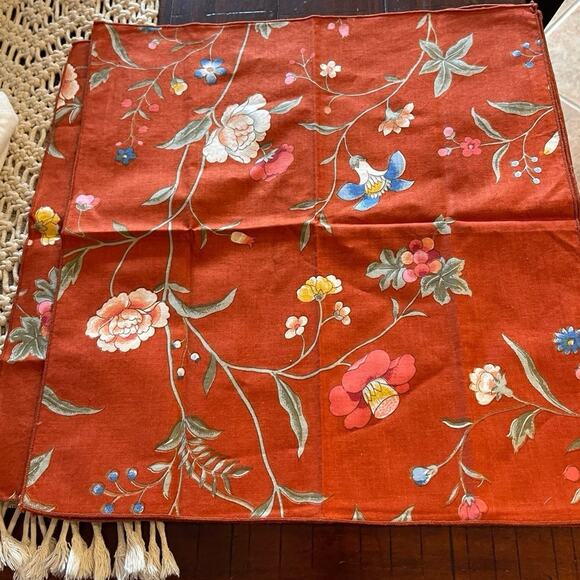 Floral dark Coral napkins new set of 4 - Picture 1 of 4